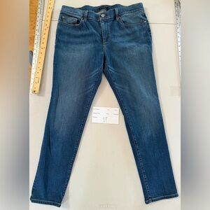 Womens Ann Taylor Petite Jeans Size 12P Slim Relaxed Stretch Dark Blue Stretchy